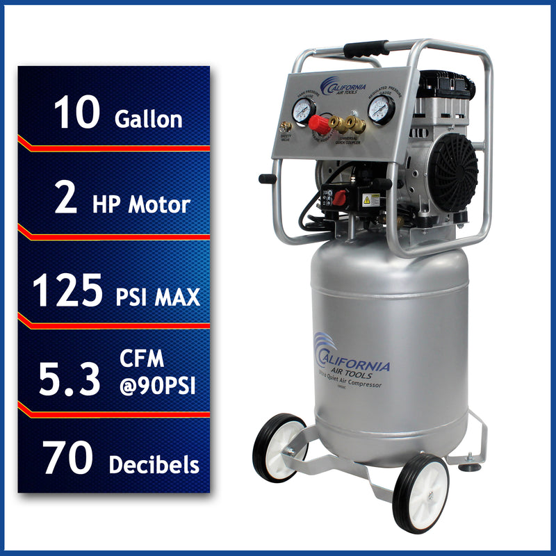 CALIFORNIA AIR TOOLS 10020C Ultra Quiet Oil-Free Powerful 2.0 Hp 10 Gallon Air Compressor