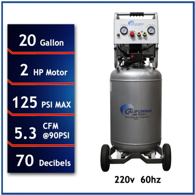 California Air Tools 20020-22060 2.0 HP 20 Gallon Oil-Free Air Compressor (220V)