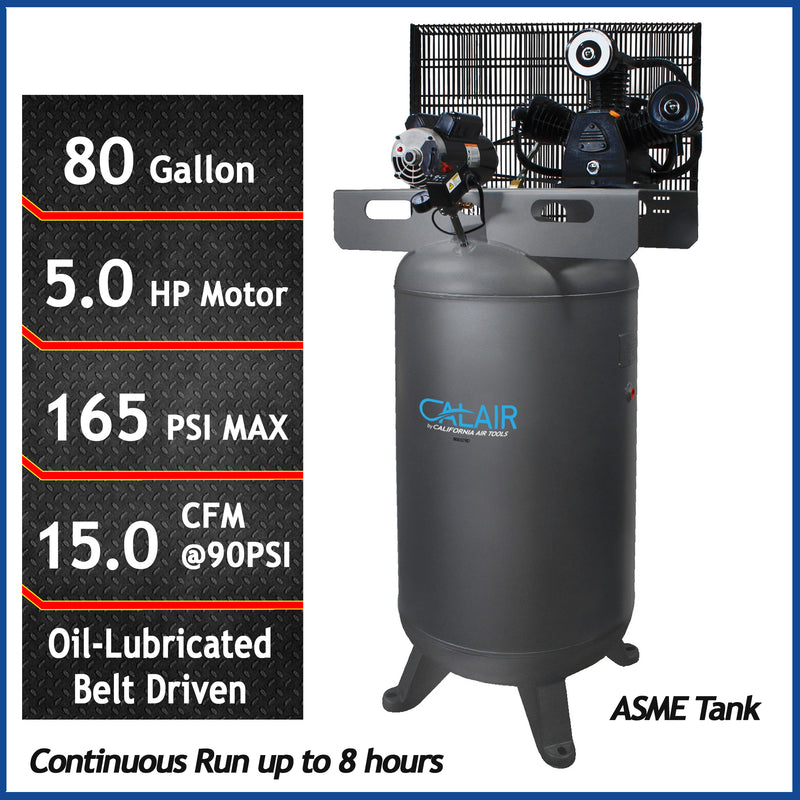 California Air Tools CALAIR 80050BD 5.0 HP 80 Gallon Belt Drive Oil-Lubricated Air Compressor
