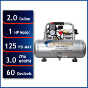 California Air Tools 2010ALFC 1 HP 2 Gallon Oil-Free Portable Air Compressor – alternate view 2