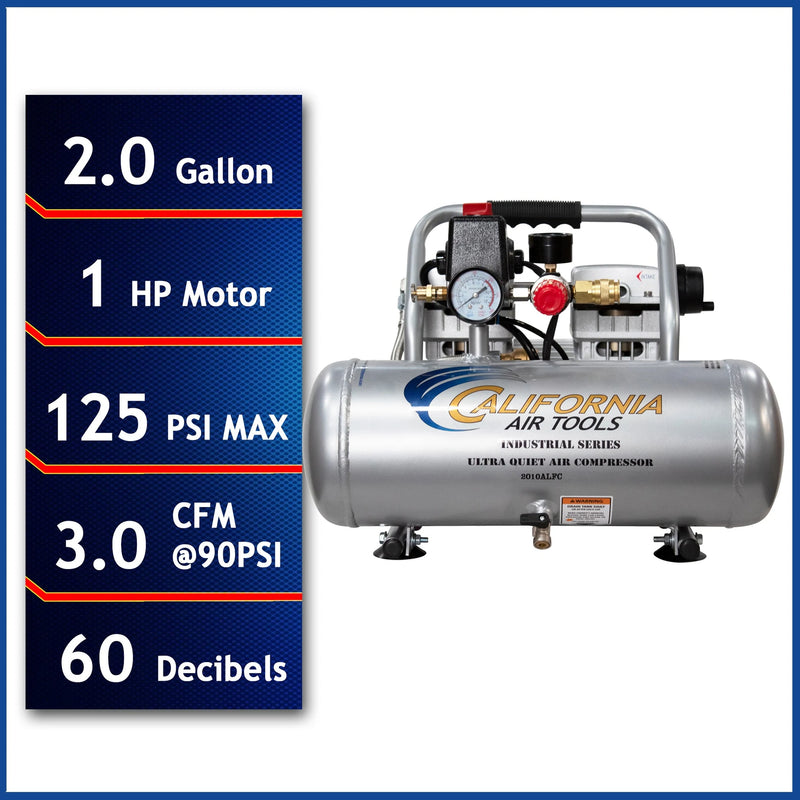 California Air Tools 2010ALFC 1 HP 2 Gallon Oil-Free Portable Air Compressor – alternate view 2