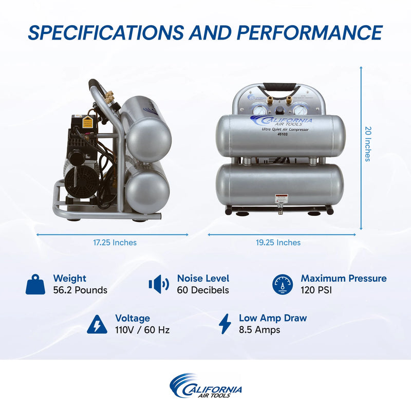 California Air Tools 4610S 1 HP 4.6 Gallon Oil-Free Air Compressor – alternate view 10