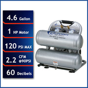 California Air Tools 4610S 1 HP 4.6 Gallon Oil-Free Air Compressor – alternate view 2