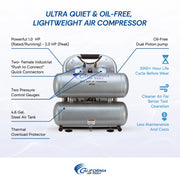 California Air Tools 4610S 1 HP 4.6 Gallon Oil-Free Air Compressor – alternate view 9