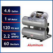 California Air Tools 4610AC 1 HP 4.6 Gallon Oil-Free Aluminum Air Compressor – alternate view 2