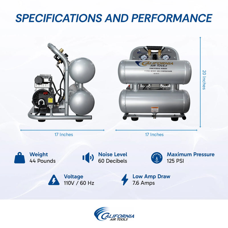 California Air Tools 4610ALFC 1 HP 4.6 Gallon Oil-Free Aluminum Air Compressor – alternate view 12