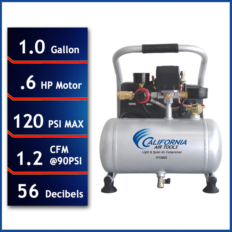 California Air Tools 1P1060S 0.6 HP 1 Gallon Oil-Free Portable Air Compressor – alternate view 2