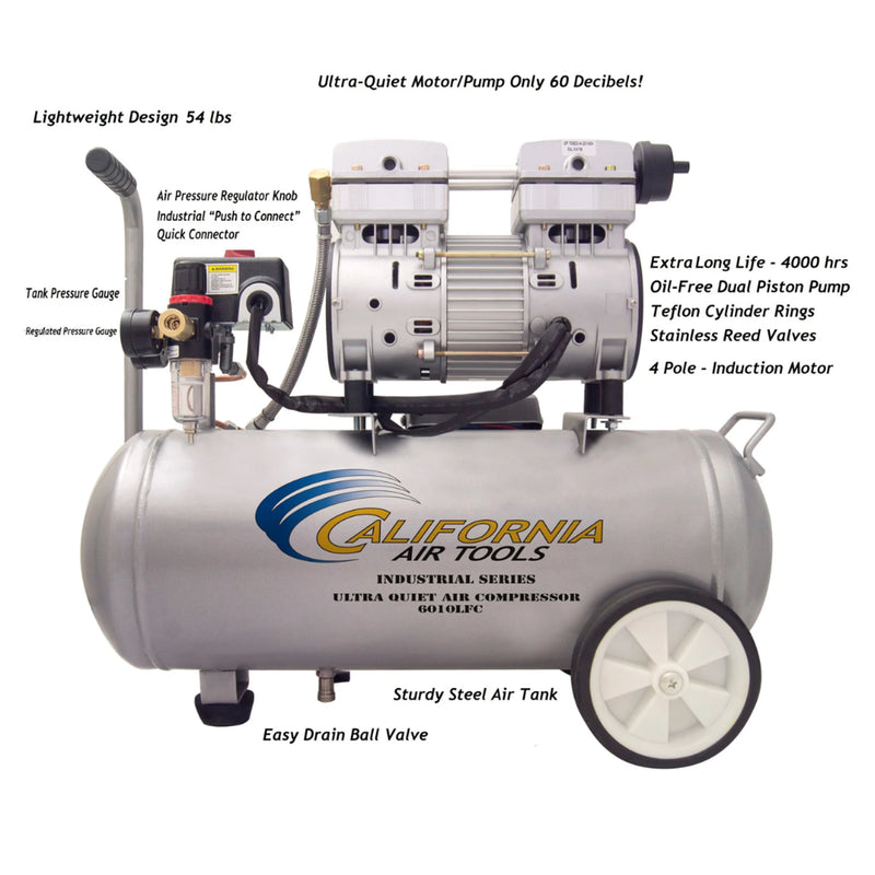 California Air Tools 6010LFC 1 HP 6 Gallon Oil-Free Air Compressor – alternate view 10