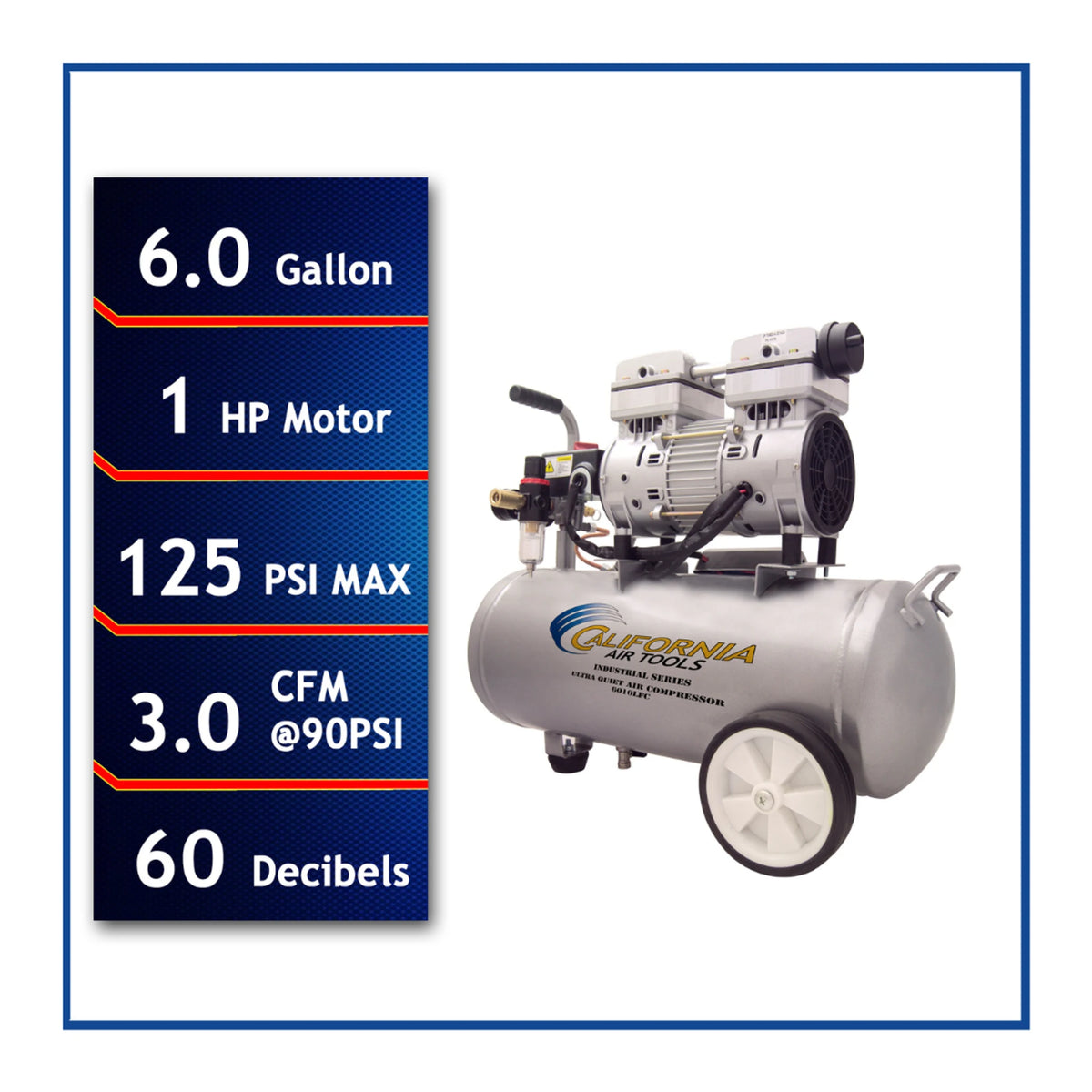 California Air Tools 6010LFC 1 HP 6 Gallon Oil-Free Air Compressor – alternate view 2