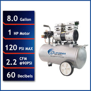 California Air Tools 8010 1 HP 8 Gallon Oil-Free Air Compressor – alternate view 2
