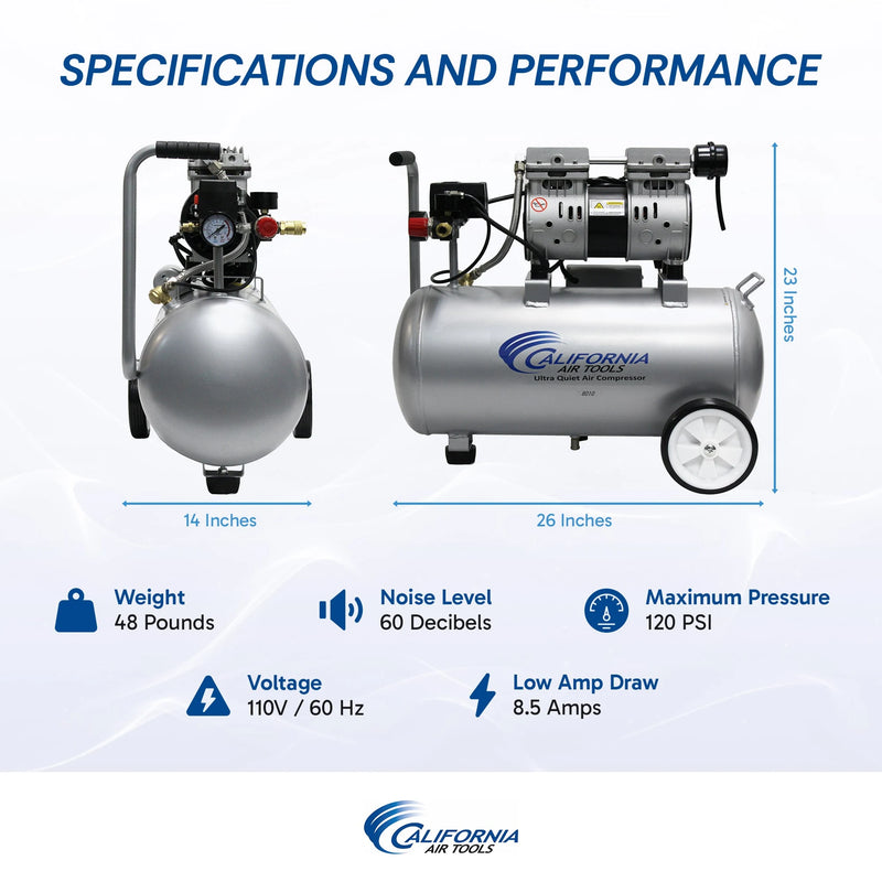 California Air Tools 8010 1 HP 8 Gallon Oil-Free Air Compressor – alternate view 8