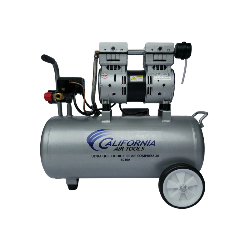 California Air Tools 8010A 1 HP 8 Gallon Oil-Free Aluminum Air Compressor – front