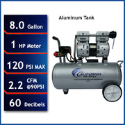California Air Tools 8010A 1 HP 8 Gallon Oil-Free Aluminum Air Compressor – alternate view 2