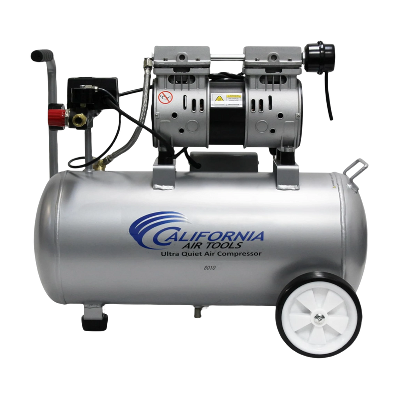 California Air Tools 8010AAD 1 HP 8 Gallon Oil-Free Aluminum Air Compressor with Automatic Drain Valve – front