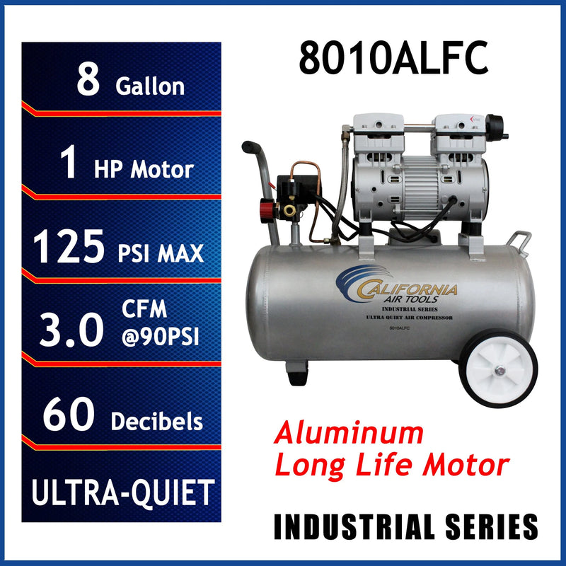 California Air Tools 8010ALFC 1 HP 8 Gallon Oil-Free Aluminum Air Compressor – alternate view 2