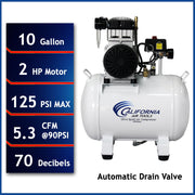 California Air Tools 10020CHAD 2 HP 10 Gallon Oil-Free Air Compressor with Automatic Drain Valve – alternate view 2