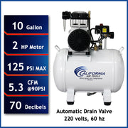 California Air Tools 10020CHAD-22060 2 HP 10 Gallon Oil-Free Air Compressor with Automatic Drain Valve (220V) – alternate view 2