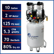 California Air Tools 10020DC 2 HP 10 Gallon Oil-Free Air Compressor with 80% Air Dryer – alternate view 2