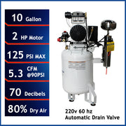 California Air Tools 10020DCAD-22060 2 HP 10 Gallon Oil-Free Air Compressor with 80% Air Dryer & Auto Drain – alternate view 2