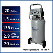 California Air Tools 20015 1.5 HP 20 Gallon Oil-Free Portable Air Compressor – alternate view 2