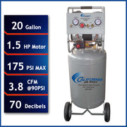 California Air Tools 20015HP 1.5 HP 20 Gallon Oil-Free Air Compressor – alternate view 2