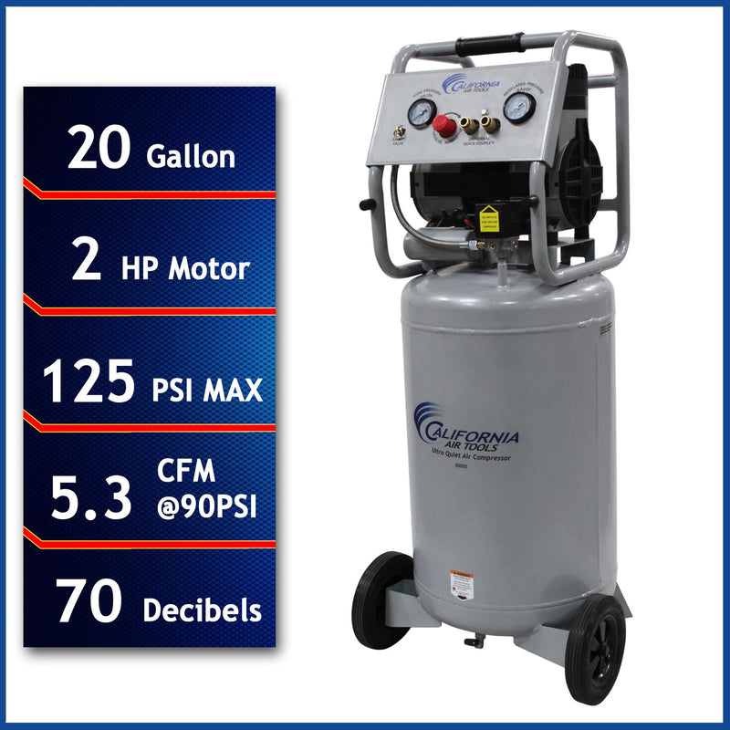 California Air Tools 20020 2.0 HP 20 Gallon Oil-Free Air Compressor – alternate view 2