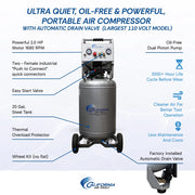 California Air Tools 20020AD 2.0 HP 20 Gallon Oil-Free Air Compressor with Auto Drain – alternate view 8