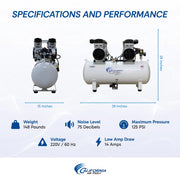 California Air Tools 20040CAD 4.0 HP 20 Gallon Oil-Free Air Compressor with Auto Drain (220V) – alternate view 9