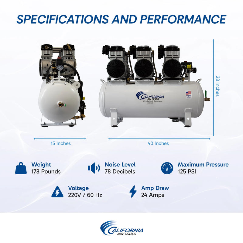 California Air Tools 20060CAD 6.0 HP 20 Gallon Oil-Free Air Compressor with Automatic Drain 220V – alternate view 14