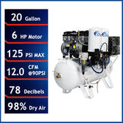CALIFORNIA AIR TOOLS 20060DCC Powerful 6.0 Hp Ultra Quiet, Ultra Dry & Oil-Free 20-Gallon Air Compressor with 98% Air Drying System – alternate view 2