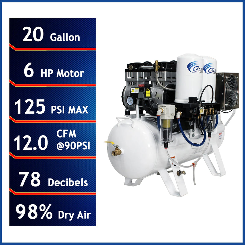 CALIFORNIA AIR TOOLS 20060DCC Powerful 6.0 Hp Ultra Quiet, Ultra Dry & Oil-Free 20-Gallon Air Compressor with 98% Air Drying System – alternate view 2