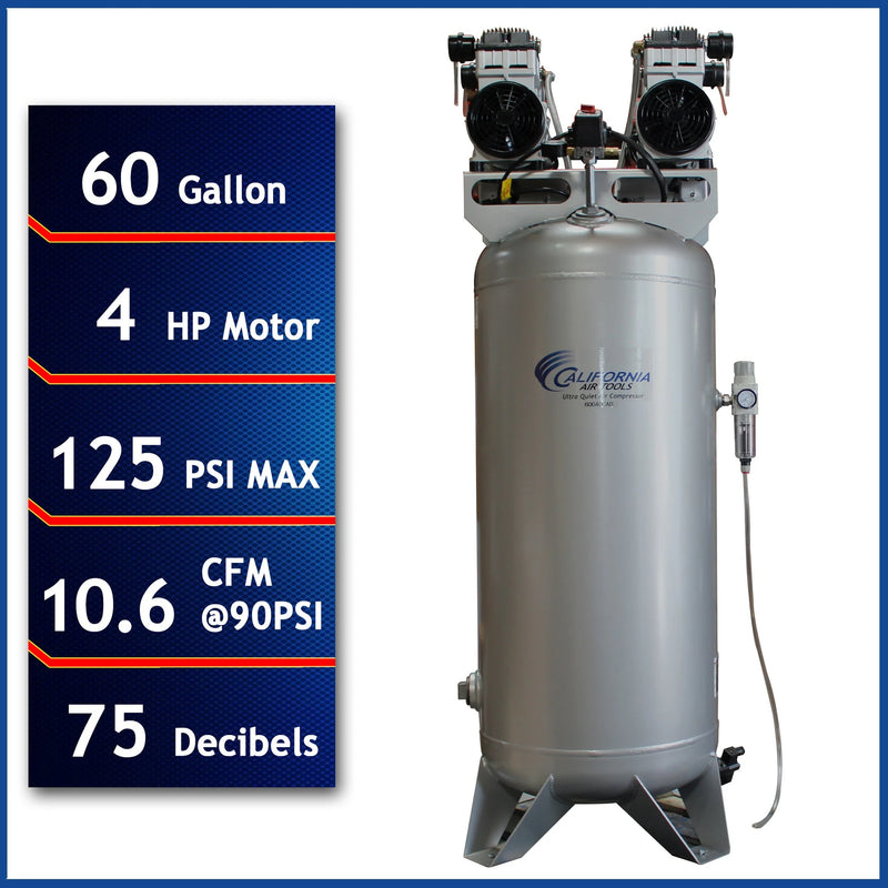 California Air Tools 60040CAD 4.0 HP 60 Gallon Oil-Free Air Compressor – alternate view 2
