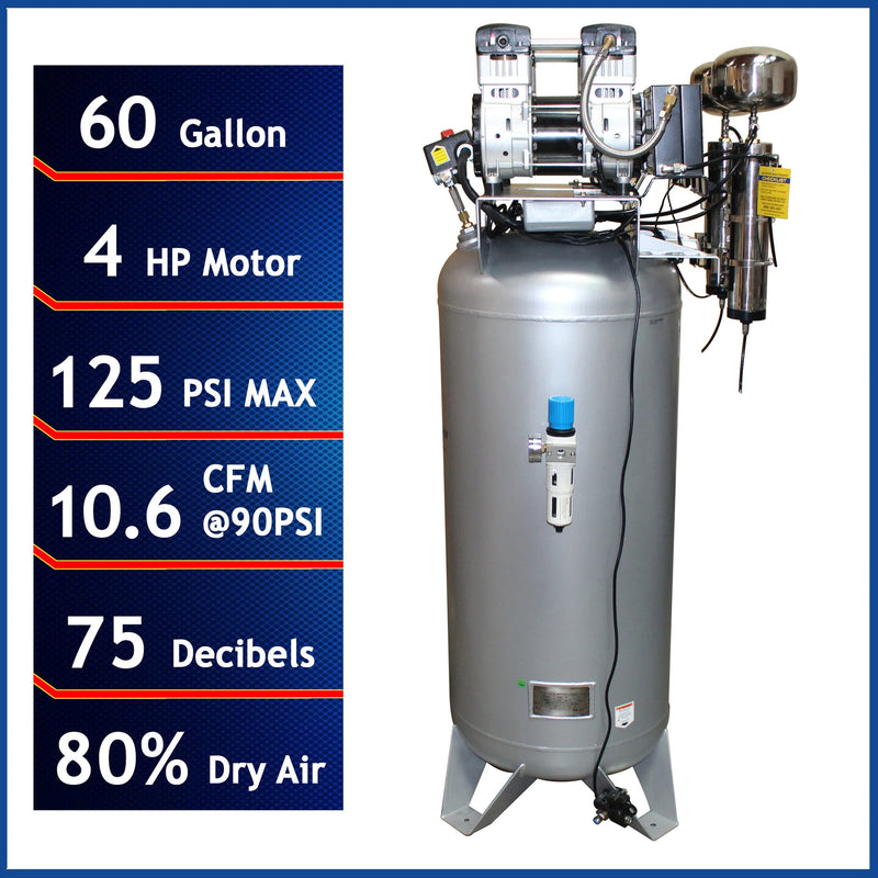 California Air Tools 60040DCAD 4.0 HP 60 Gallon Oil-Free Air Compressor with Air Dryer – alternate view 2