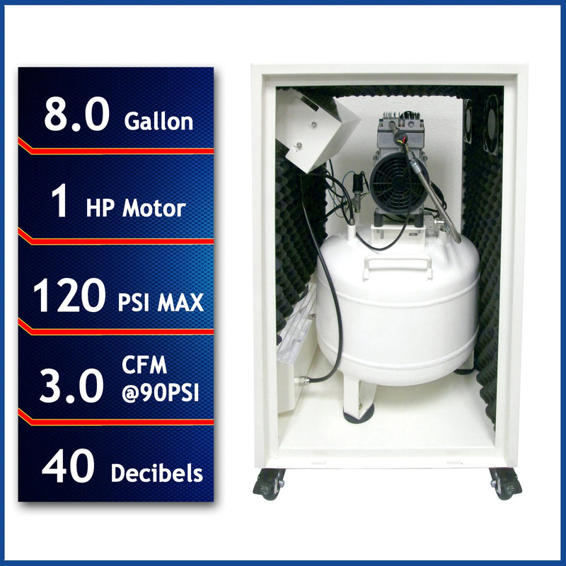 California Air Tools 8010SPC 1.0 HP 8 Gallon Oil-Free Air Compressor with Soundproof Cabinet – alternate view 2
