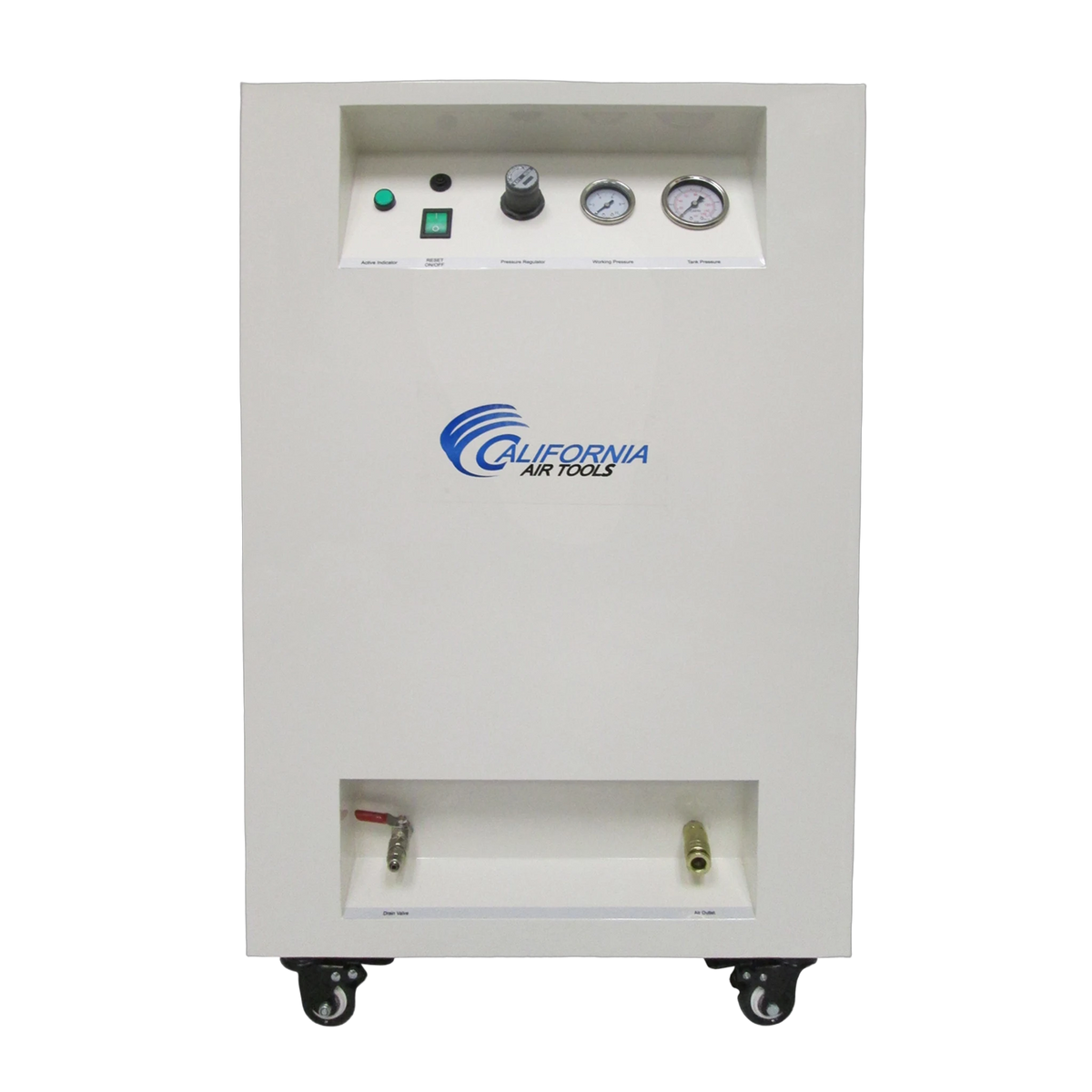 CALIFORNIA AIR TOOLS 8010SPCAD 1.0 Hp Ultra Quiet & Oil-Free 8 Gallon Air Compressor in Sound proof Cabinet with Auto Drain – front