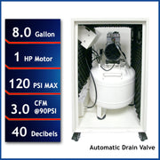 CALIFORNIA AIR TOOLS 8010SPCAD 1.0 Hp Ultra Quiet & Oil-Free 8 Gallon Air Compressor in Sound proof Cabinet with Auto Drain – alternate view 2