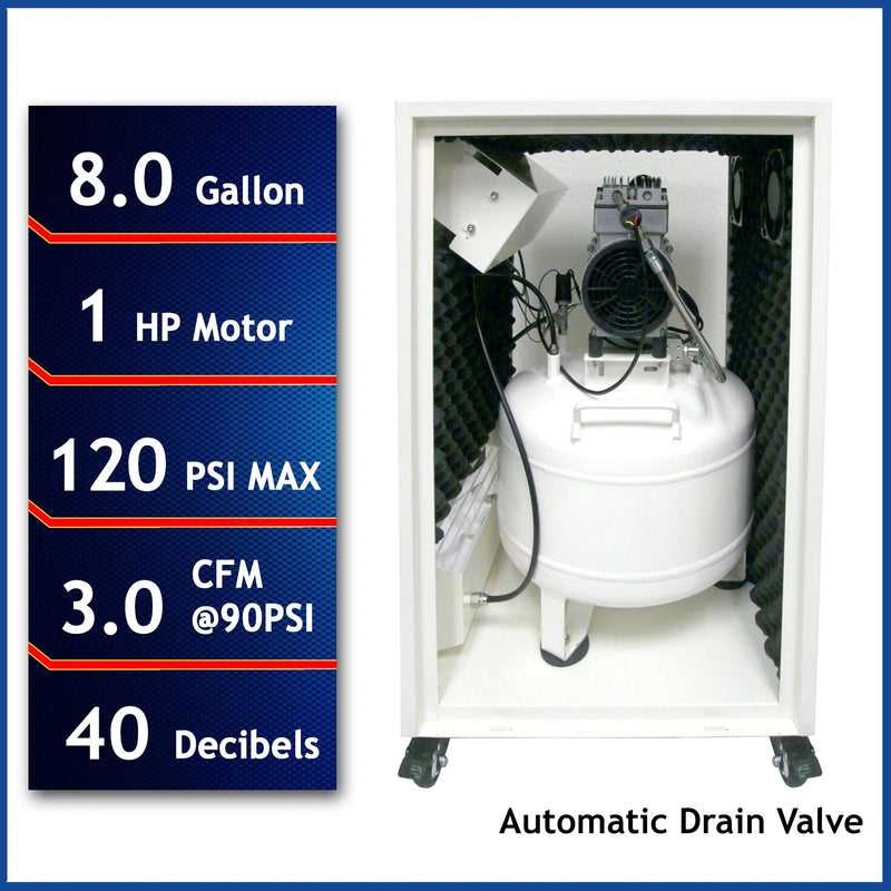 CALIFORNIA AIR TOOLS 8010SPCAD 1.0 Hp Ultra Quiet & Oil-Free 8 Gallon Air Compressor in Sound proof Cabinet with Auto Drain – alternate view 2