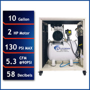 California Air Tools 10020SPCAD 2.0 HP 10 Gallon Oil-Free Air Compressor with Auto Drain and Soundproof Cabinet – alternate view 3