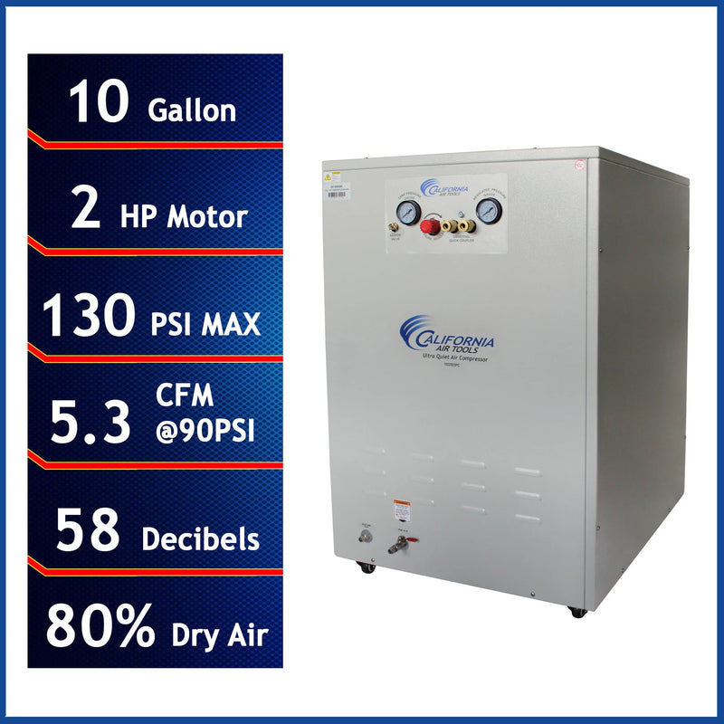 California Air Tools 10020DSPC 2.0 HP 10 Gallon Oil-Free Air Compressor with Air Dryer and Soundproof Cabinet – alternate view 2