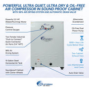 California Air Tools 10020HDSPCADC 2.0 HP 10 Gallon Oil-Free Air Compressor with 98% Air Drying System, Auto Drain, and Soundproof Cabinet – alternate view 8
