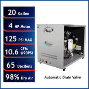 California Air Tools 20040DSPCADC 4.0 HP 20 Gallon Oil-Free Air Compressor with 98% Air Drying System, Auto Drain, and Soundproof Cabinet – alternate view 3