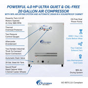 California Air Tools 20040DSPCADC 4.0 HP 20 Gallon Oil-Free Air Compressor with 98% Air Drying System, Auto Drain, and Soundproof Cabinet – alternate view 9