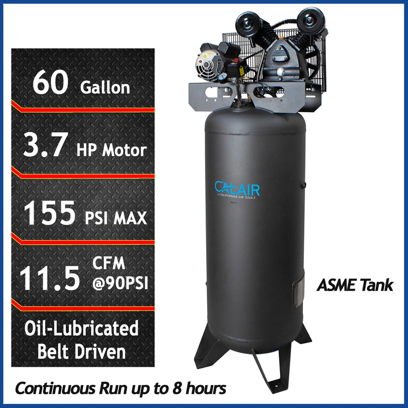 California Air Tools CALAIR 60037BD 3.7 HP 60 Gallon Belt Drive Oil-Lubricated Air Compressor – alternate view 2