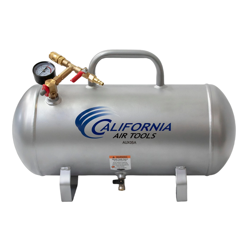 California Air Tools AUX05A 5 Gallon Aluminum Portable Auxiliary Air Tank – front