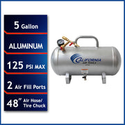 California Air Tools AUX05A 5 Gallon Aluminum Portable Auxiliary Air Tank – alternate view 2