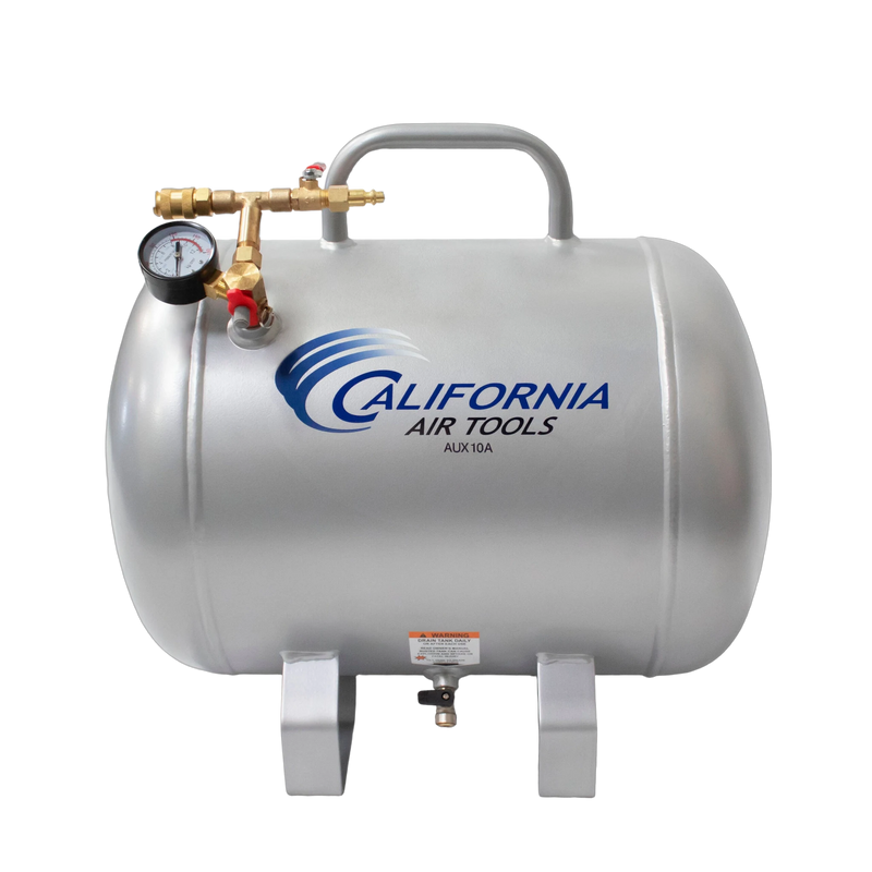 California Air Tools AUX10A 10 Gallon Aluminum Portable Auxiliary Air Tank – front