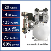 CALIFORNIA AIR TOOLS 20040DCAD Powerful 4.0 Hp Ultra Quiet & Oil-Free 20 Gallon Air Compressor﻿ with 80% Air Drying System and Automatic Drain Valve – alternate view 2