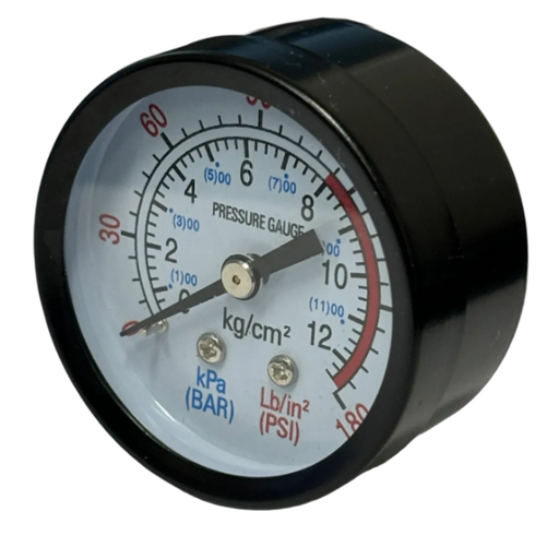 Pressure Gauge 2″ Diameter Center Back Mount 1/4″ NPT 0-180 PSI – front