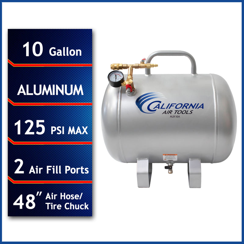 California Air Tools AUX10A 10 Gallon Aluminum Portable Auxiliary Air Tank