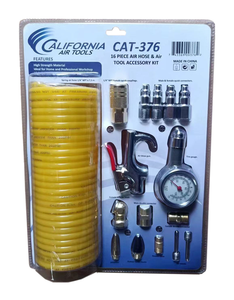 California Air Tools 376 16-Piece Air Hose & Accessory Kit with Tire Gauge